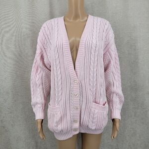 Carriage Court Pink Cable Knit Cardigan Sweater